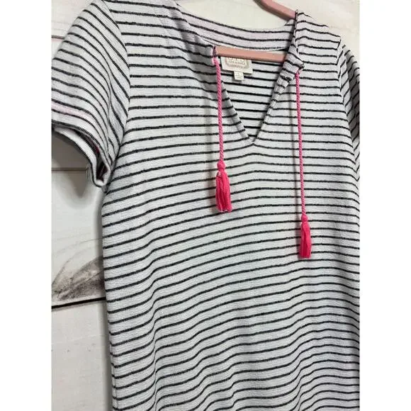 Sail to Sable Dress Size Large White with Blue Stripes Pink Tassels - Picture 5 of 5